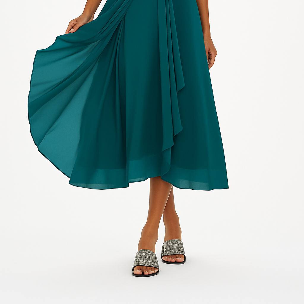 Women > Dresses : Women's Elegant Women’s Lace Chiffon Dress in Dark Green van Paper Favor