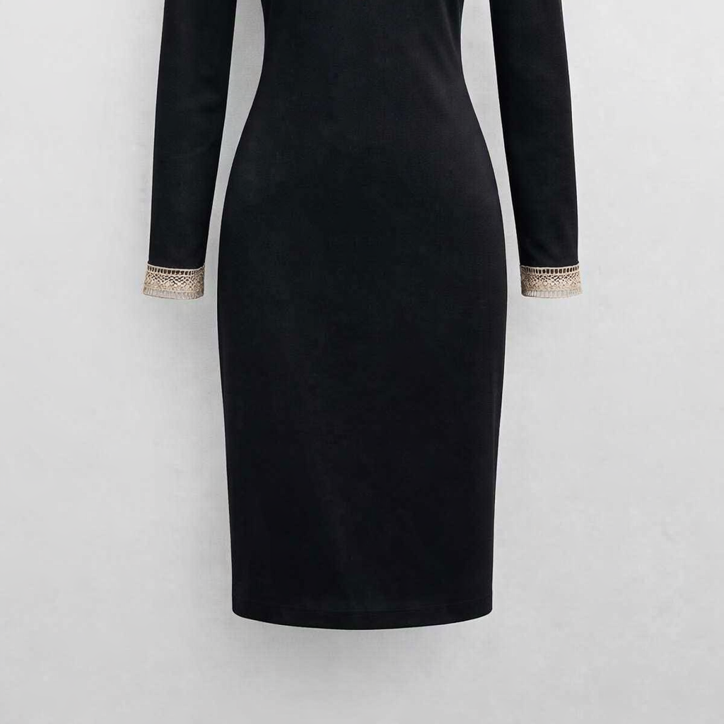 Figure-Flattering V-Neck Slimming Dress with Contour Inserts
