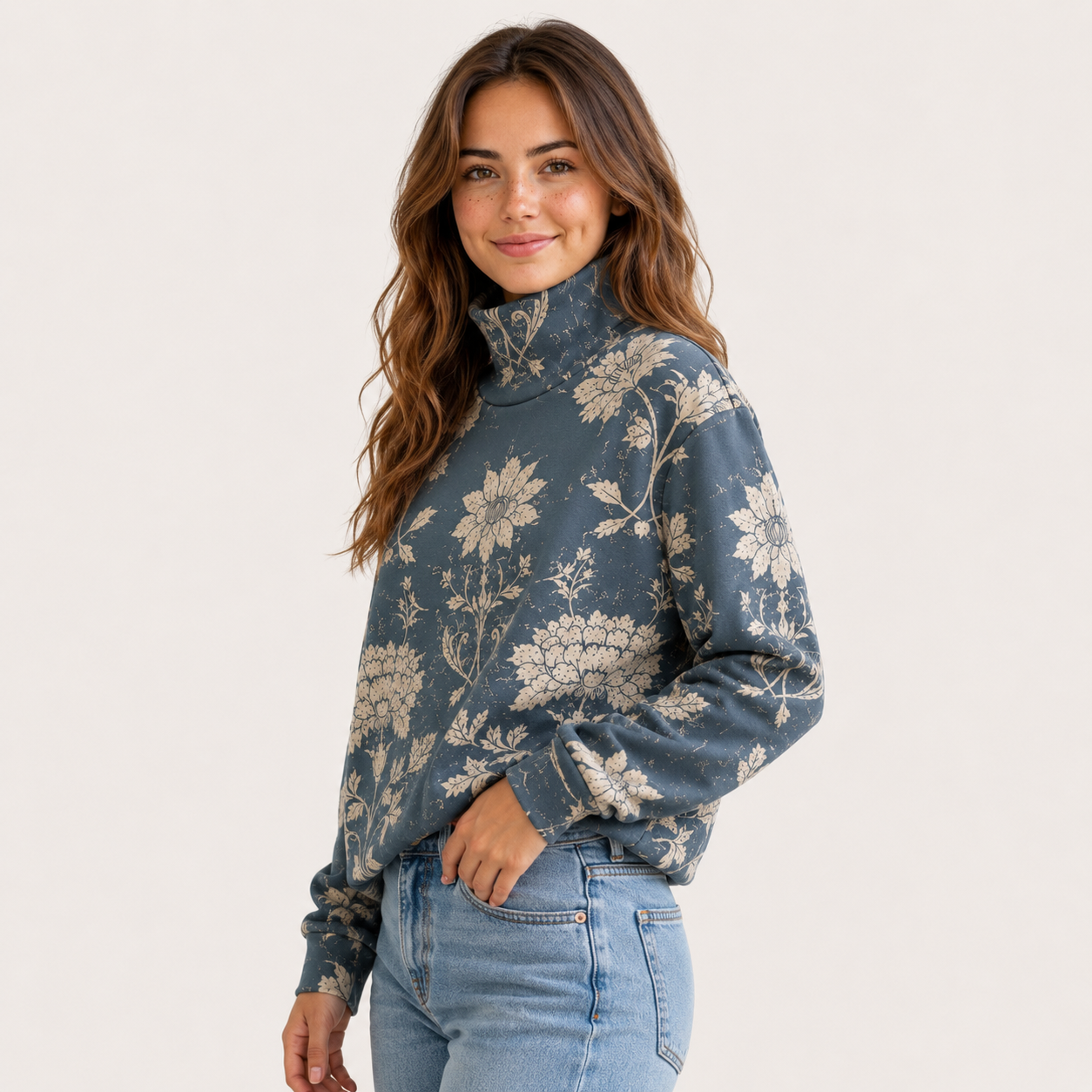 Emma | Nature-Inspired Printed Turtleneck Pullover