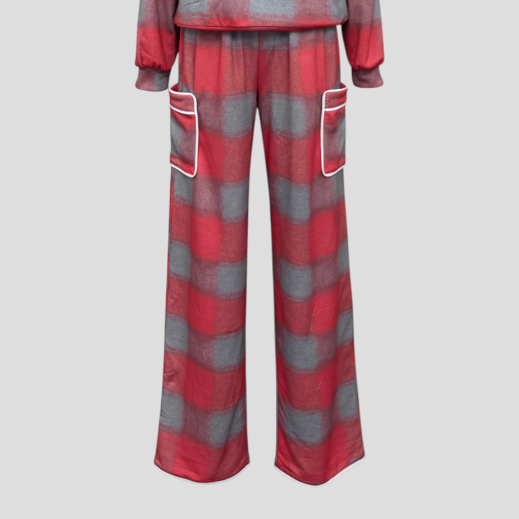 Louise Plaid Color-Blocked Two-Piece Set – Effortlessly Chic