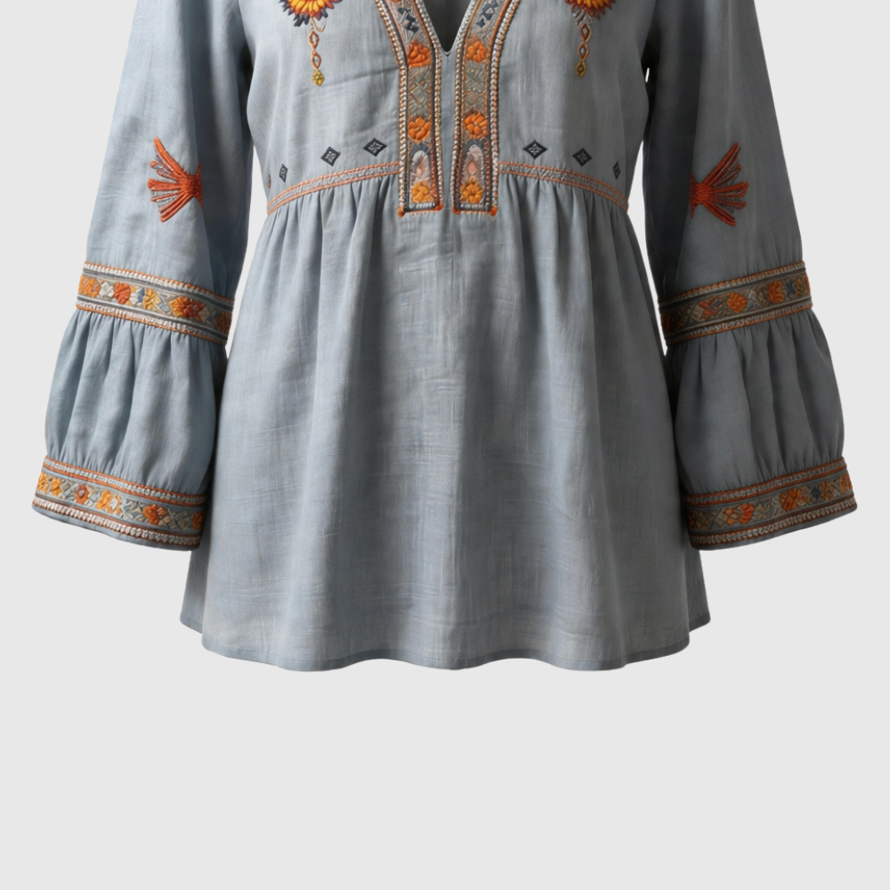 Penelope Women's Summer Boho Embroidered Blouse