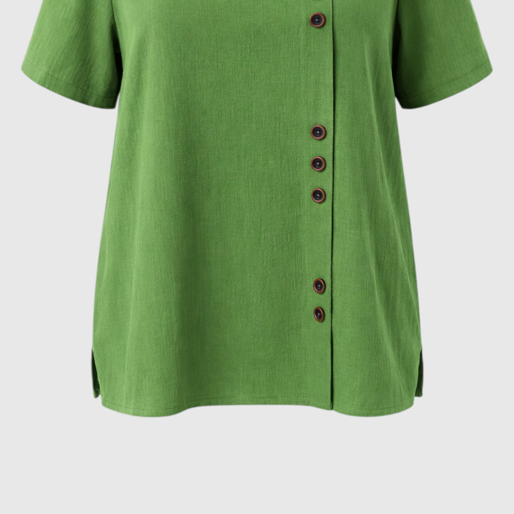 Women's Linen Blouse with Button Closure