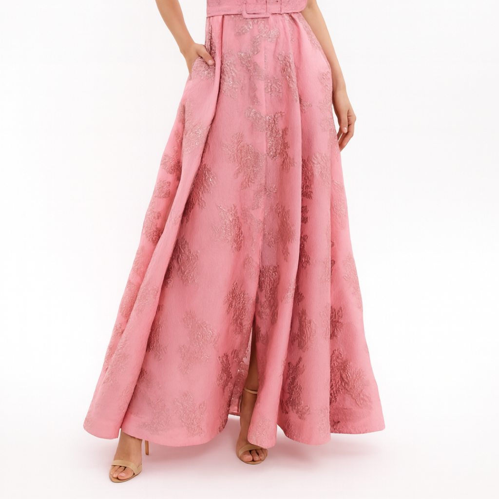 Women > Dresses : Women's Elegant Short Puff-Sleeve Dress in Pink van Paper Favor