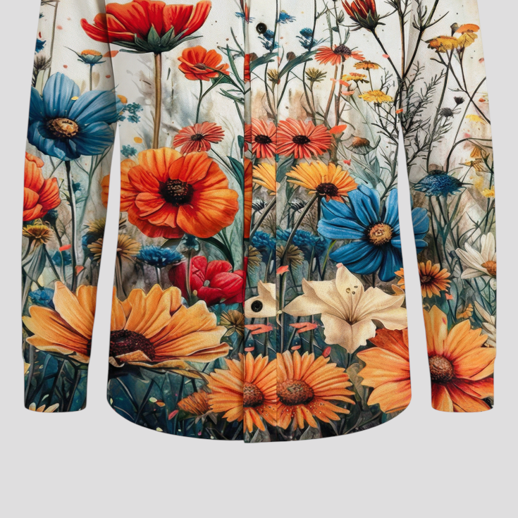 Women's Floral Print Cardigan – 3D Printed Polyester Button Front