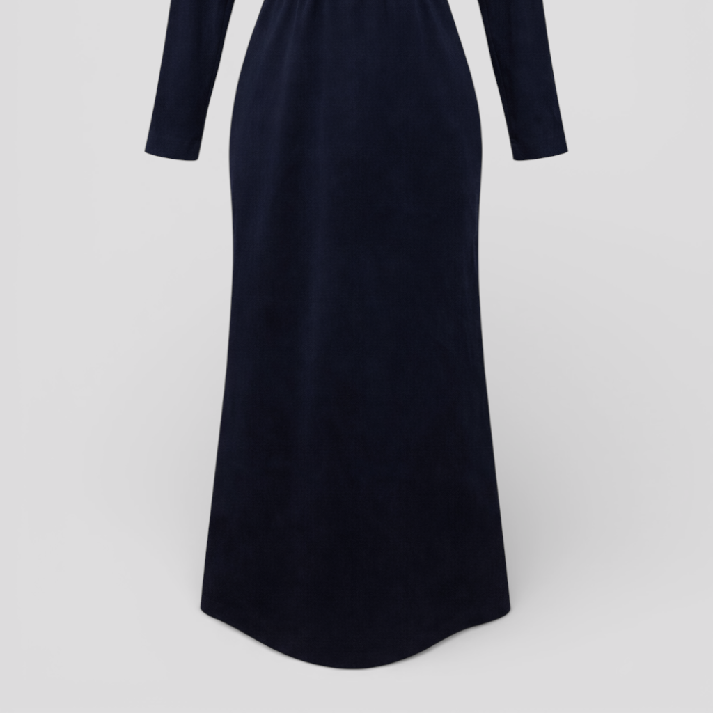 Women's Simple and Elegant Maxi Polyester Dress with Bow Tie
