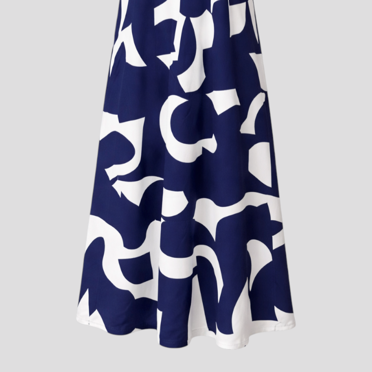 Elegant Women's V-Neck Printed Polyester Maxi Dress