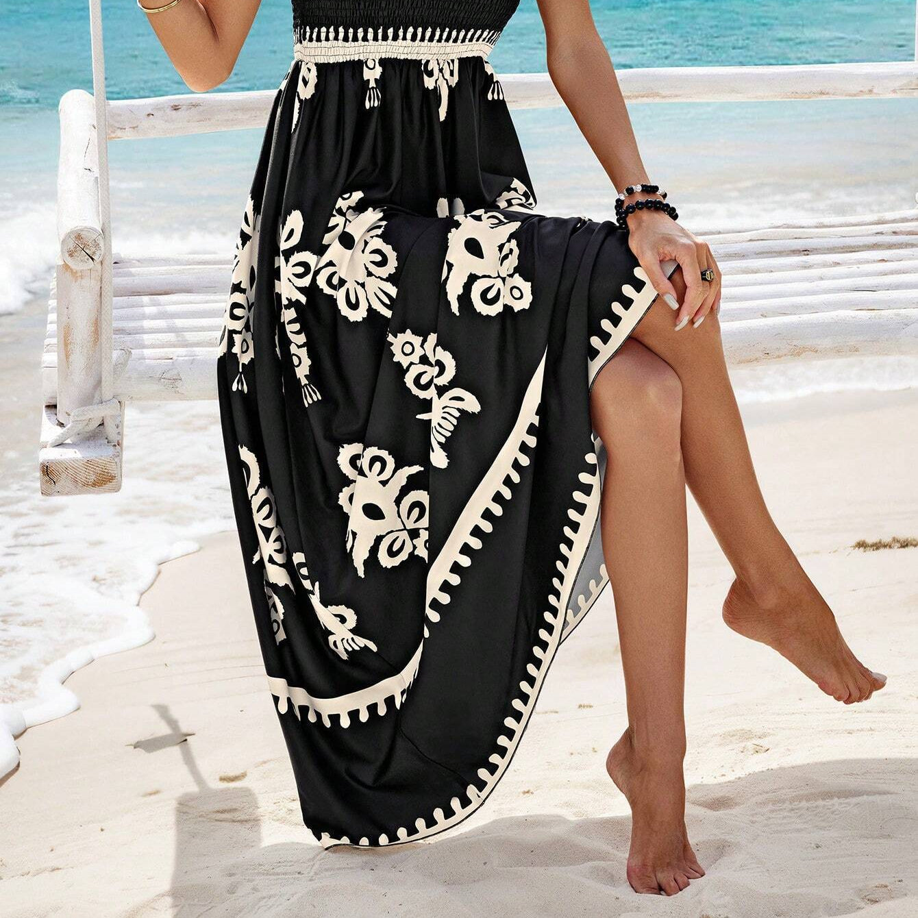 Women > Dresses > Maxi : Women's Livy Desert Breeze Maxi Dress - Effortless Elegance in Black van Paper Favor