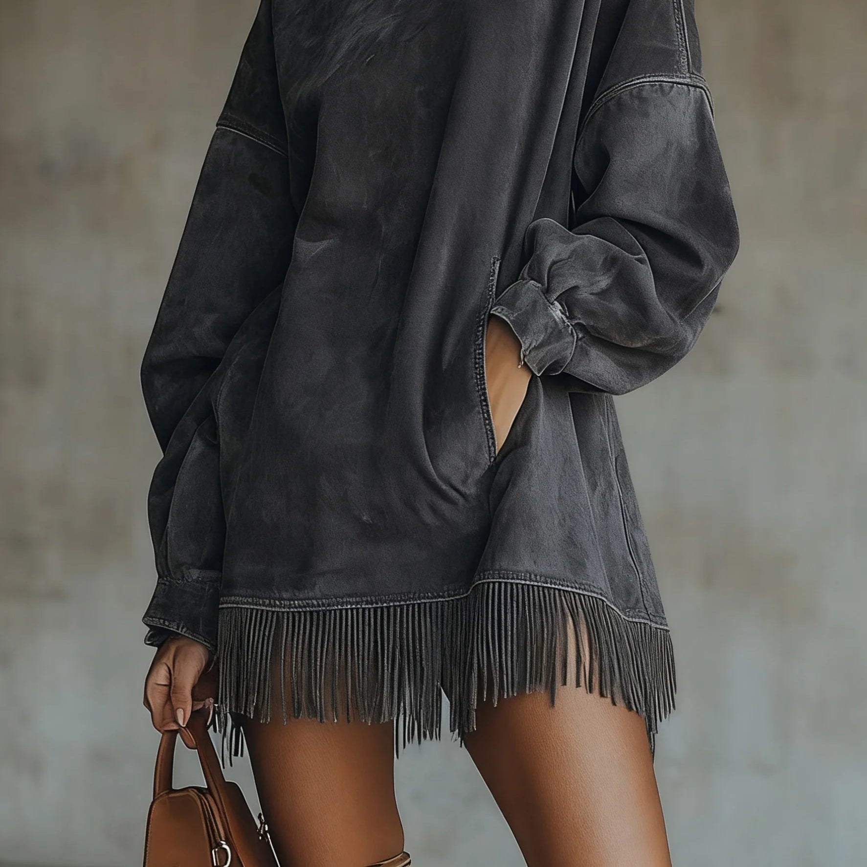 Sheri Cozy Suede Fringe Dress — Effortless Style and Soft Comfort