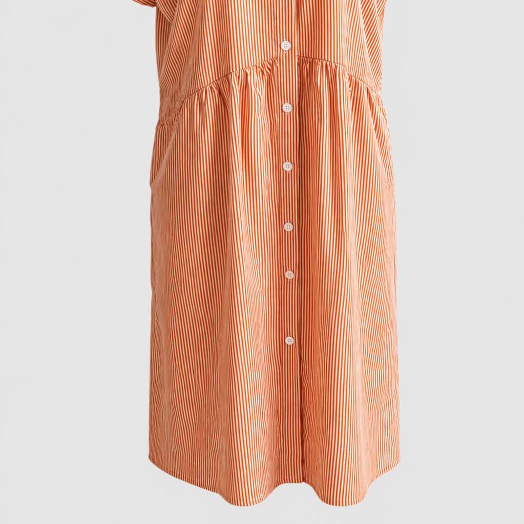 Refined A-Line Midi Dress with Practical Side Pockets