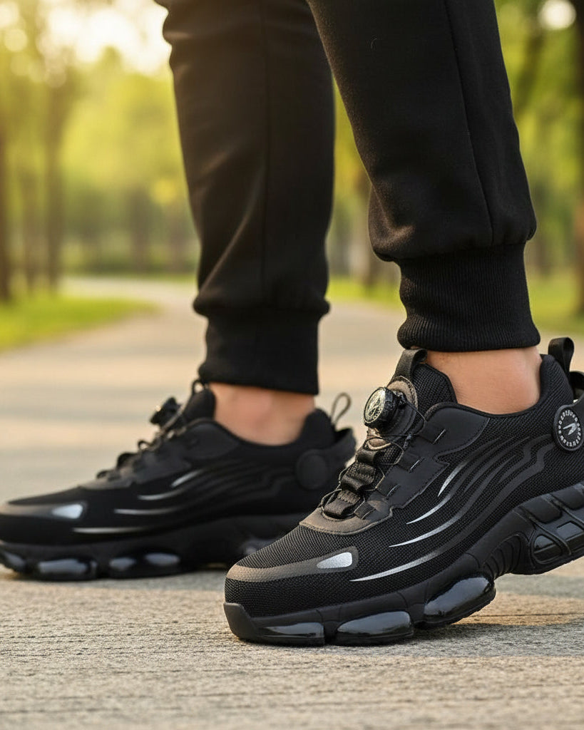 Shoes : Safety Work Shoes for Long Days - Breathable, Wide Toe, Anti-Slip in Black van Cozey Maison
