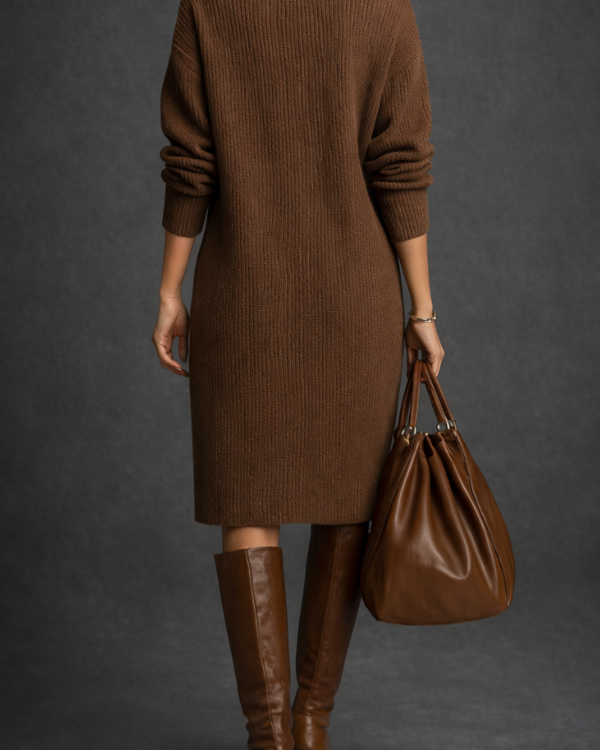 Dresses : Sienna | Mid-Length Sweater Dress in van Paper Favor