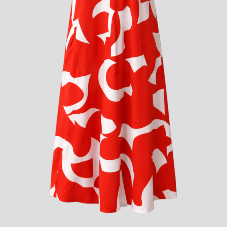 Elegant Women's V-Neck Printed Polyester Maxi Dress