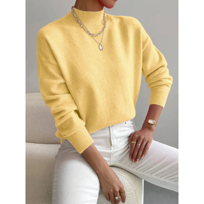 Hailey Colorful Women's Knit Sweater with Stand Collar