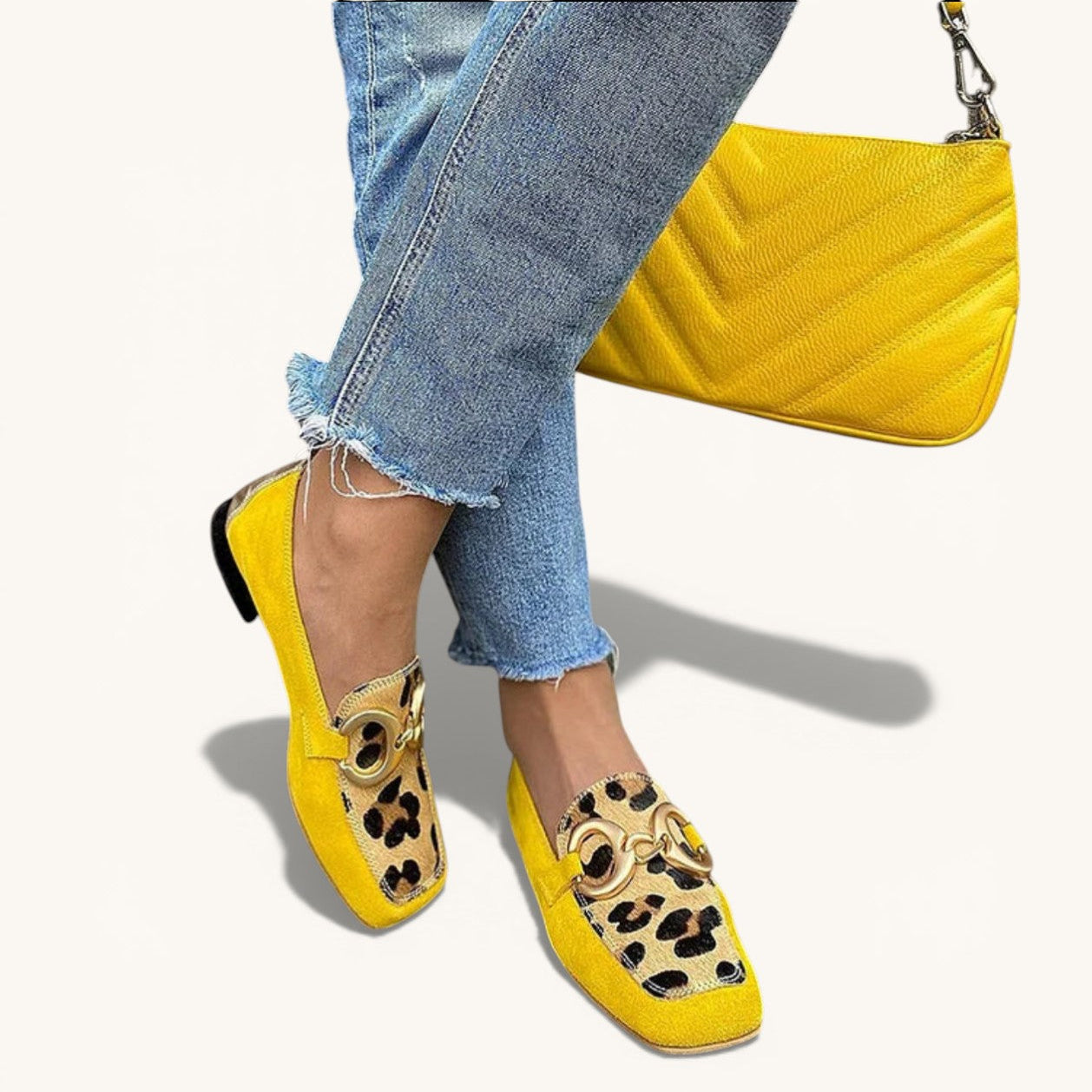 3 : STELLE - Animal Print Loafers in Yellow van Paper Favor
