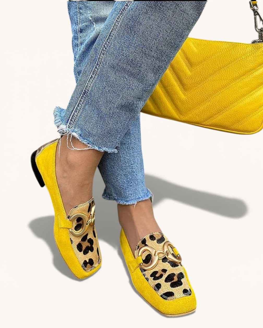 3 : STELLE - Animal Print Loafers in Yellow van Paper Favor