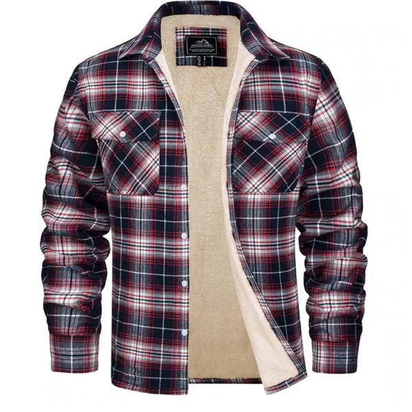 Men > Jackets : Men's OWEN Checked Jacket – Timeless Plaid Outerwear in Red van Paper Favor