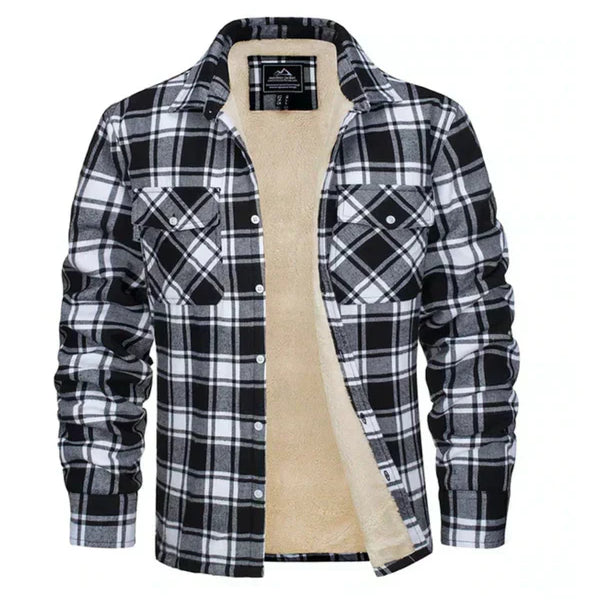 Men > Jackets : Men's OWEN Checked Jacket – Timeless Plaid Outerwear in Black van Paper Favor