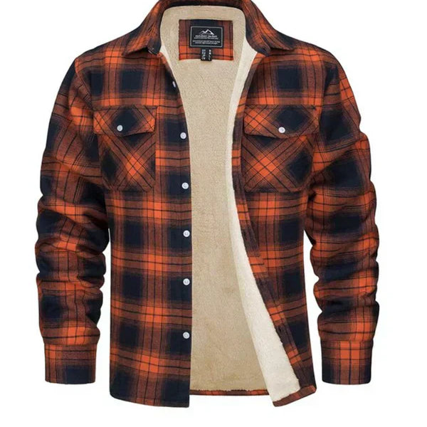 Men > Jackets : Men's OWEN Checked Jacket – Timeless Plaid Outerwear in Orange van Paper Favor