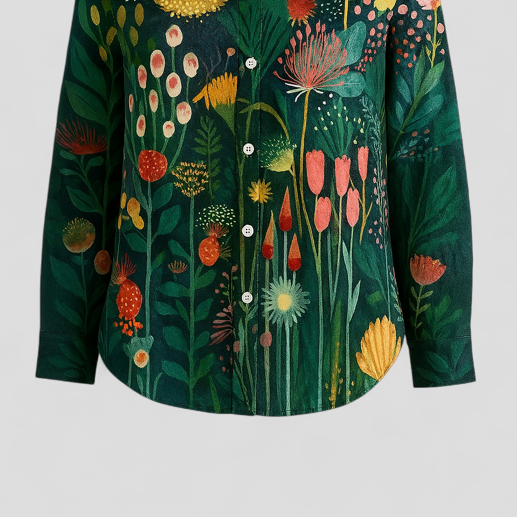Women's Shirt Blouse with a Unique Colorful Print