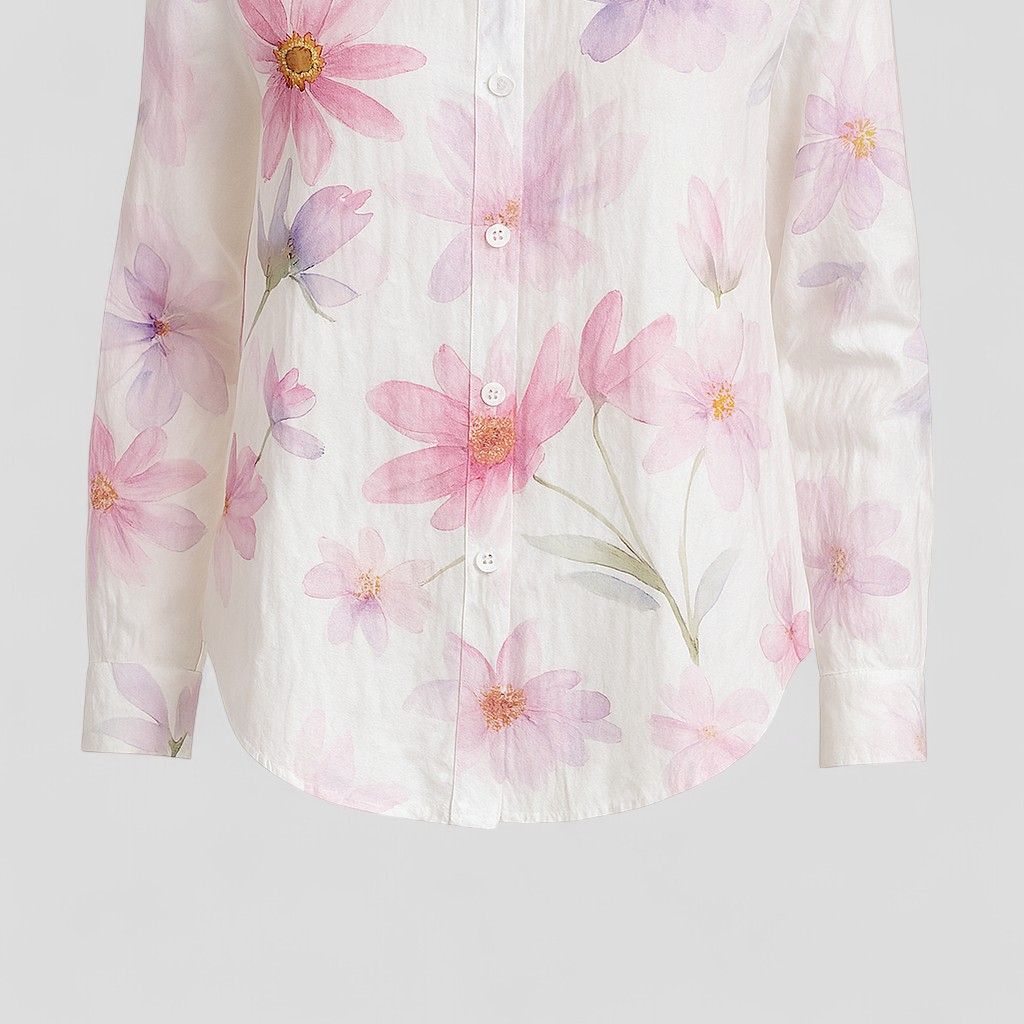 Women's Shirt Blouse with a Unique Colorful Print
