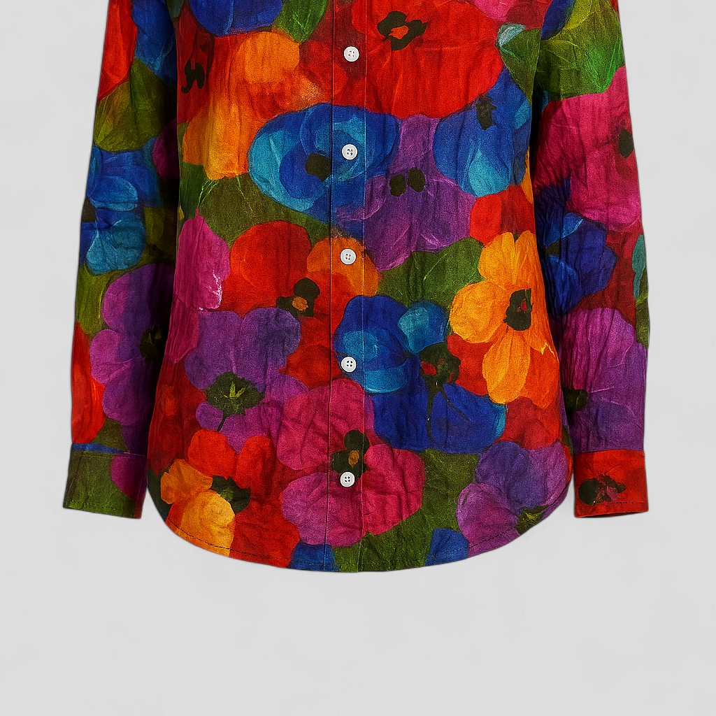 Women's Shirt Blouse with a Unique Colorful Print