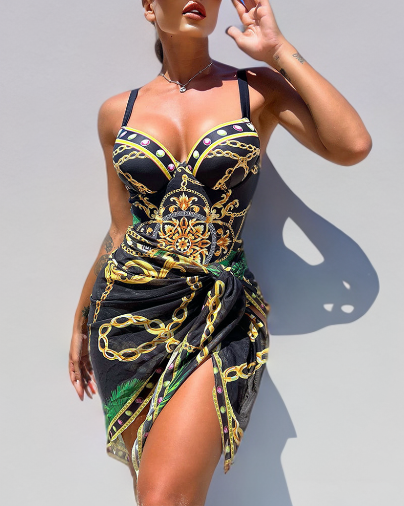 Marie | Elegante Endelad Push-up Badeanzug mit Figurschmeichelndem Strandrock - Roborro