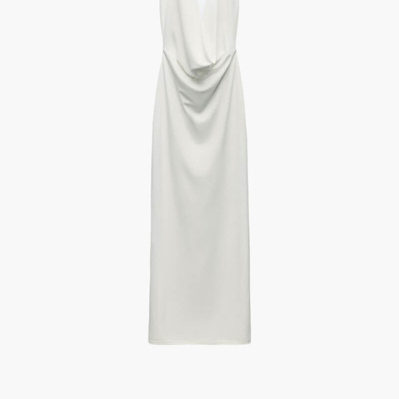 Women's Deep V-Neck Dress - Elegant, Figure-Flattering Evening Style