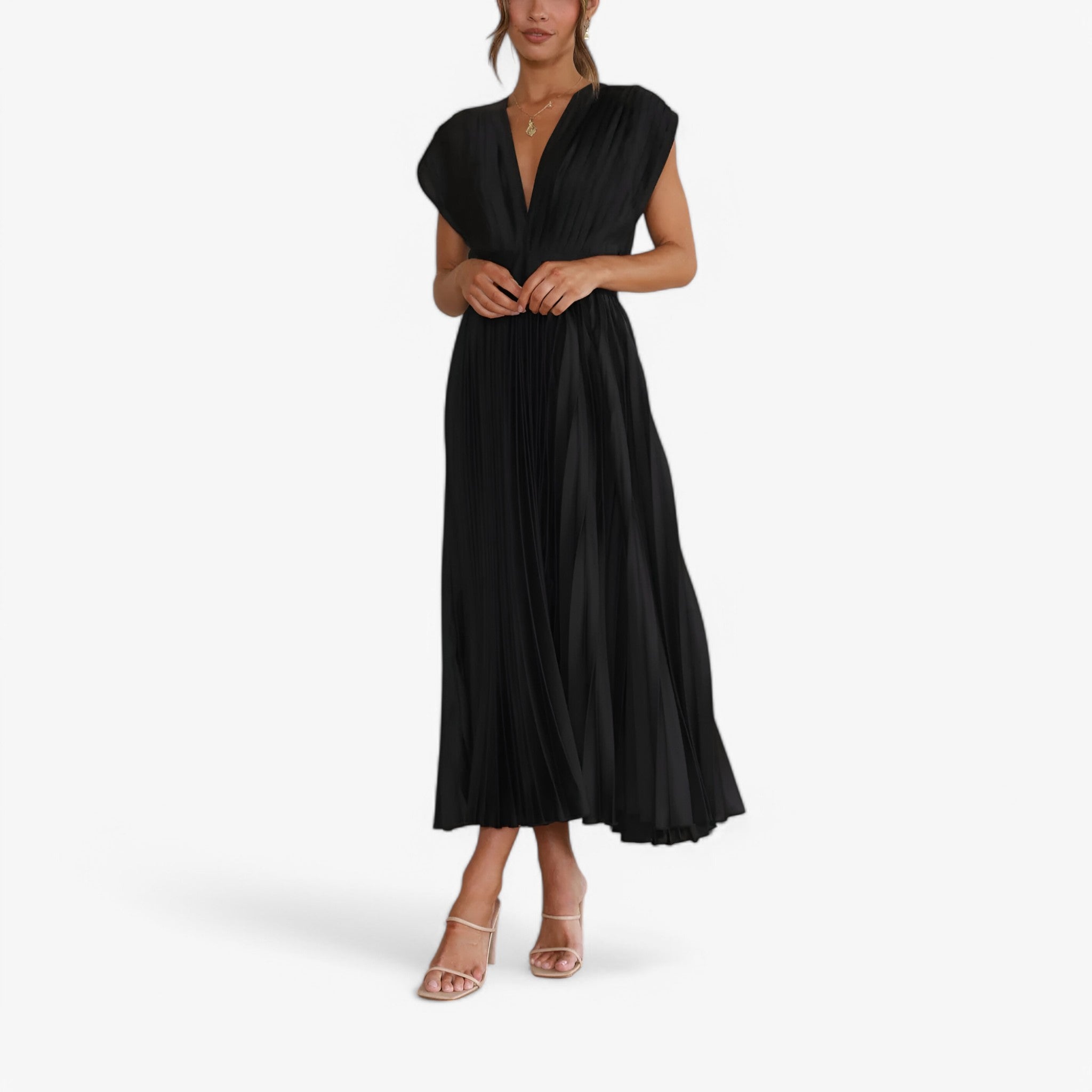 Women's Maxi pleated dress - Elegant and comfortable