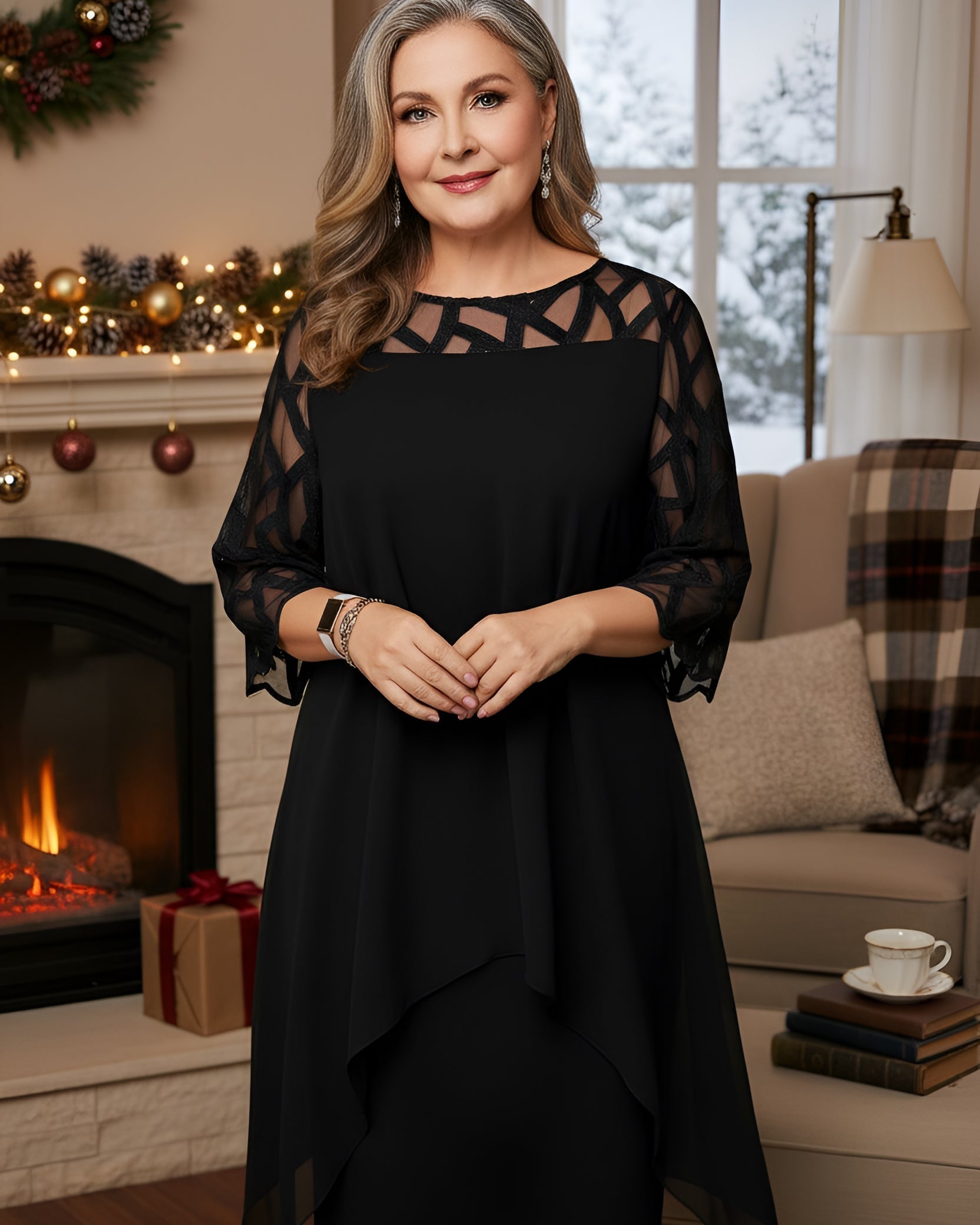 Clothing > Dresses : Josephine™ Elegant Lace Dress in Black van Paper Favor