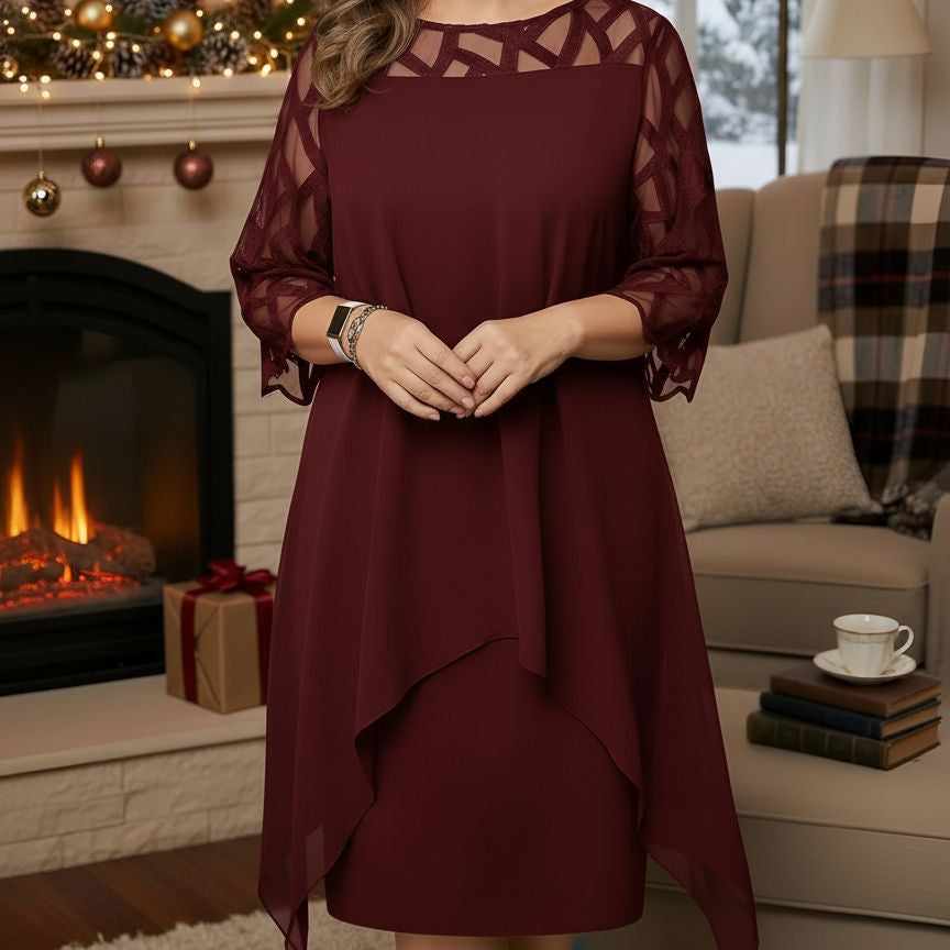 Clothing > Dresses : Josephine™ Elegant Lace Dress in Red Wine van Paper Favor