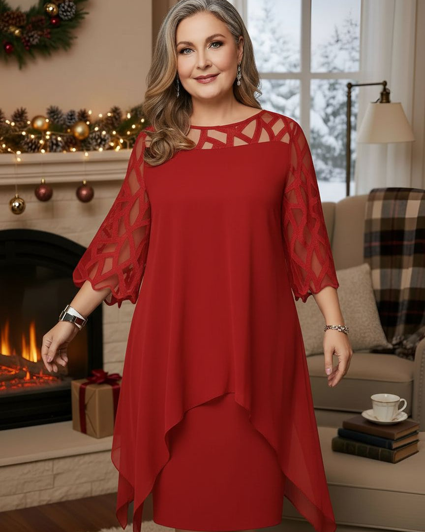 Clothing > Dresses : Josephine™ Elegant Lace Dress in Red van Paper Favor