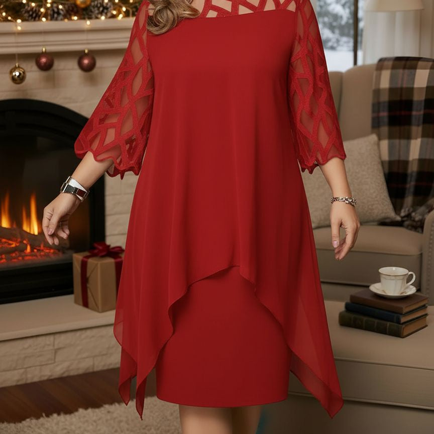 Clothing > Dresses : Josephine™ Elegant Lace Dress in Red van Paper Favor