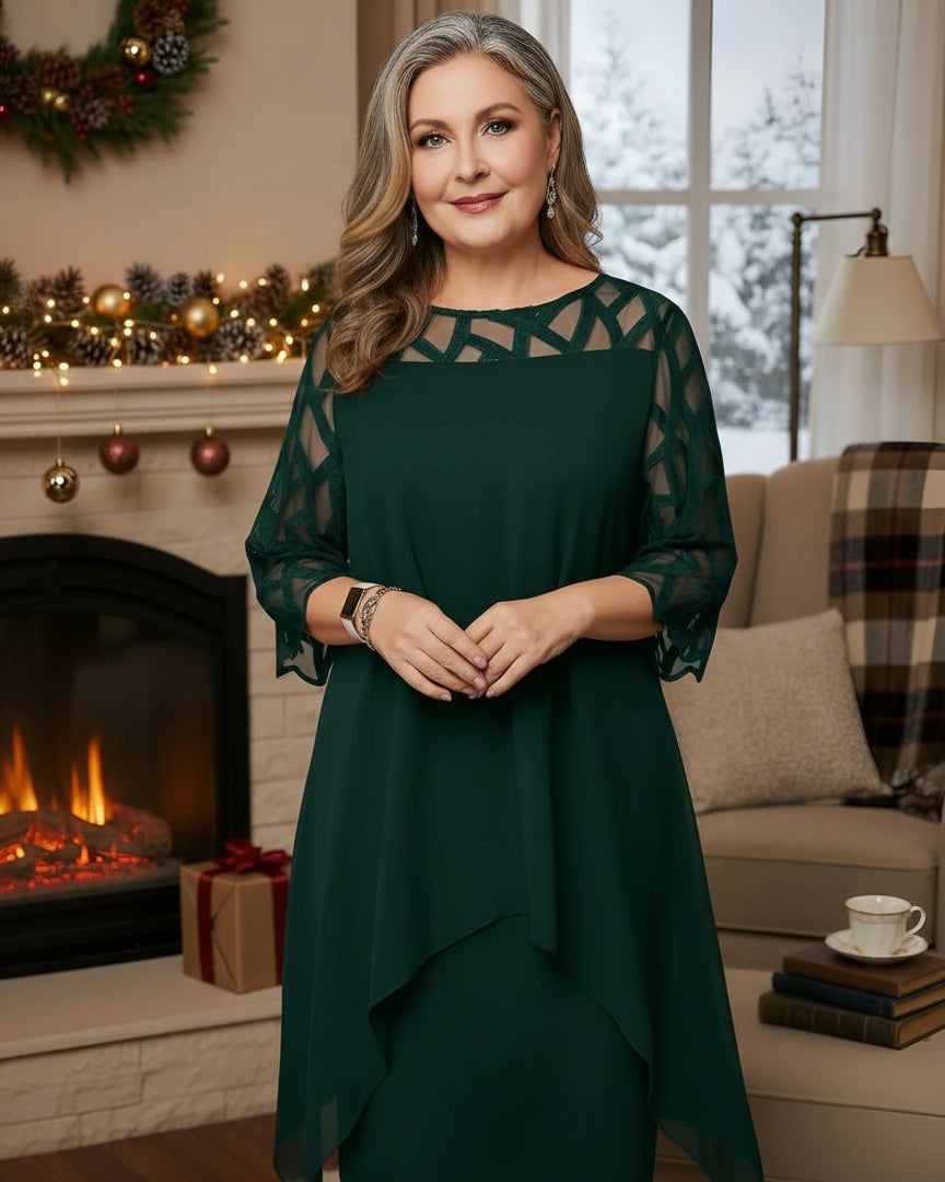 Clothing > Dresses : Josephine™ Elegant Lace Dress in Green van Paper Favor