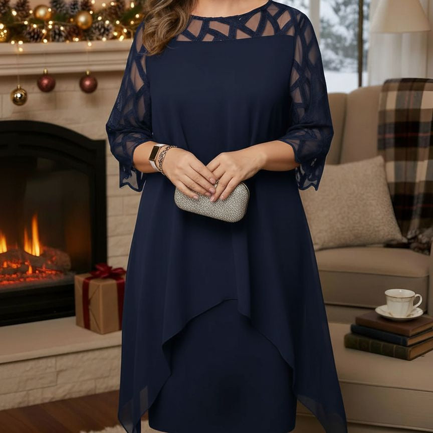 Clothing > Dresses : Josephine™ Elegant Lace Dress in Deep Blue van Paper Favor