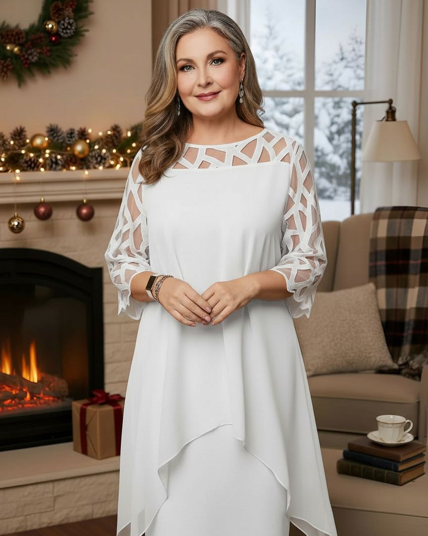 Clothing > Dresses : Josephine™ Elegant Lace Dress in White van Paper Favor