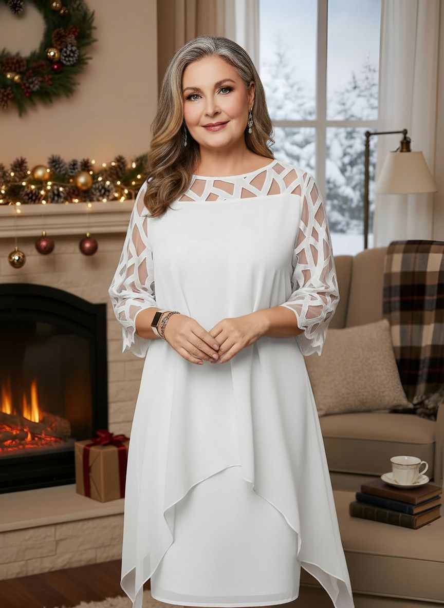 : Josephine™ Elegant Lace Dress in White van Paper Favor