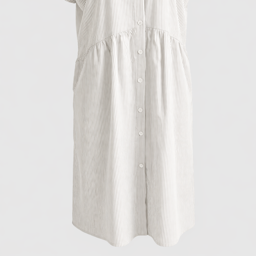 Refined A-Line Midi Dress with Practical Side Pockets