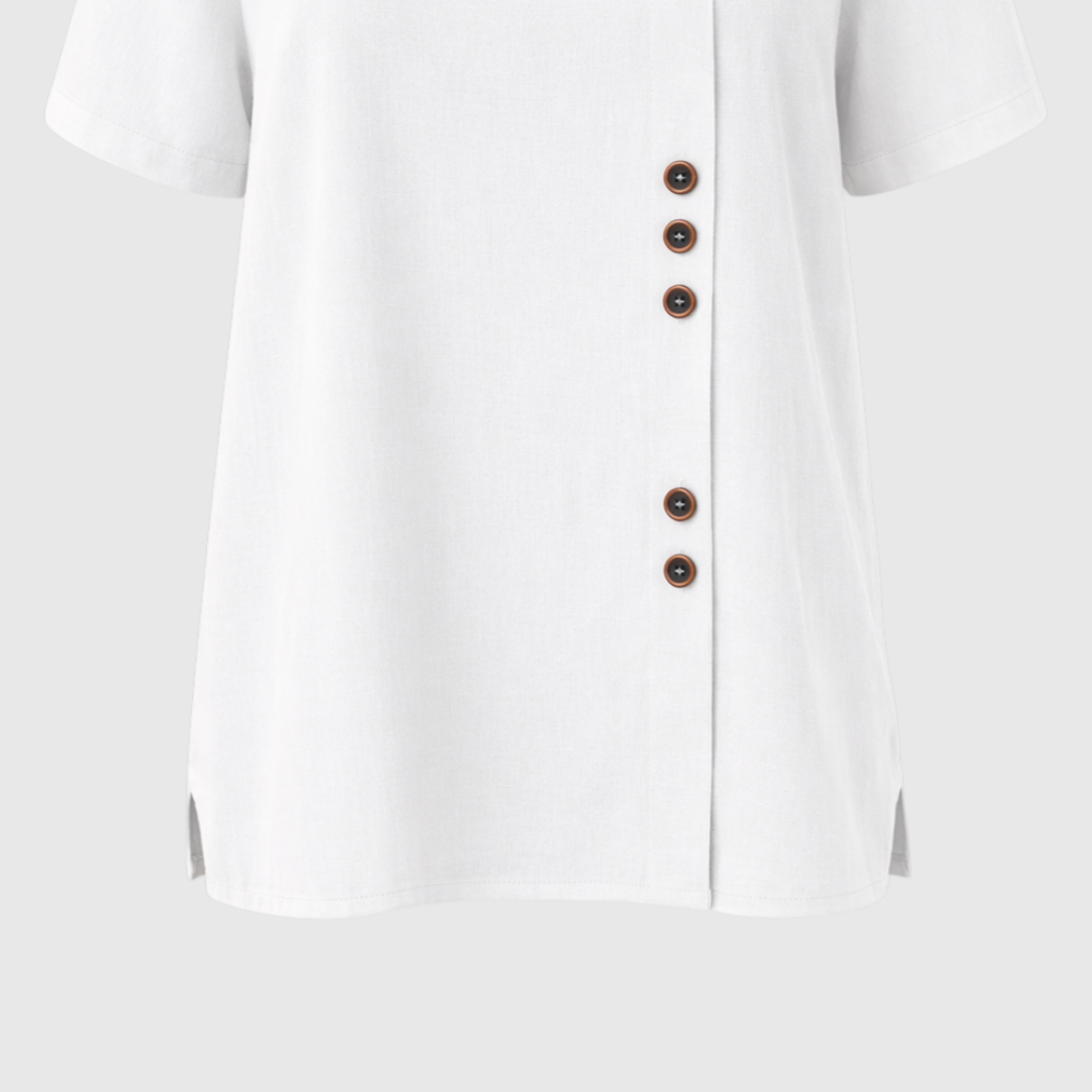 Women's Linen Blouse with Button Closure