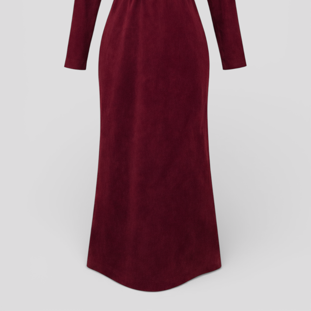 Women's Simple and Elegant Maxi Polyester Dress with Bow Tie