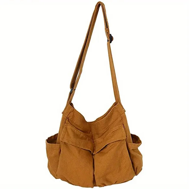 Vintage canvas crossbody bag for women, elegant and timeless