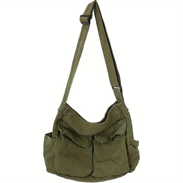 Vintage canvas crossbody bag for women, elegant and timeless