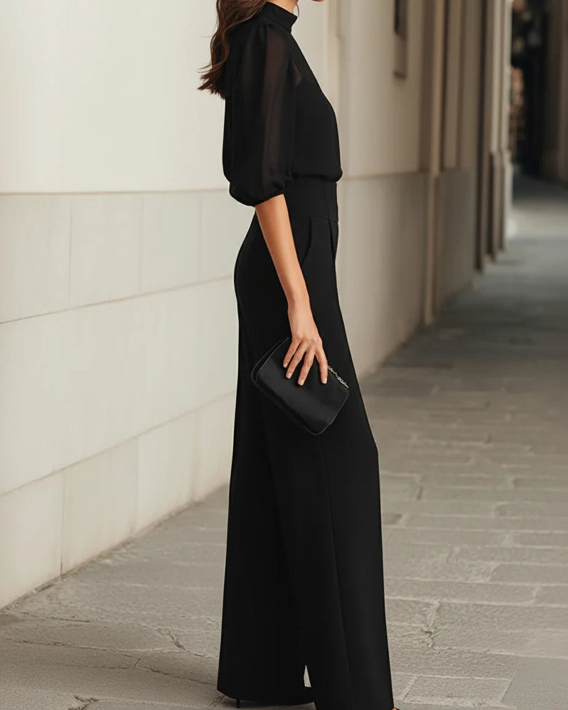 Matching Sets : Elodie | Top And Wide-leg Pants Three-piece Set in van Paper Favor