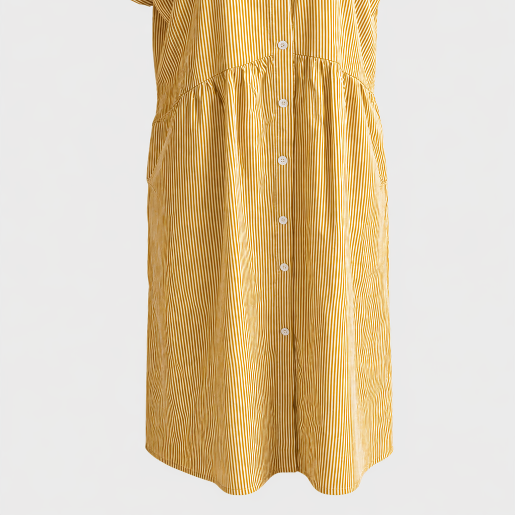 Refined A-Line Midi Dress with Practical Side Pockets