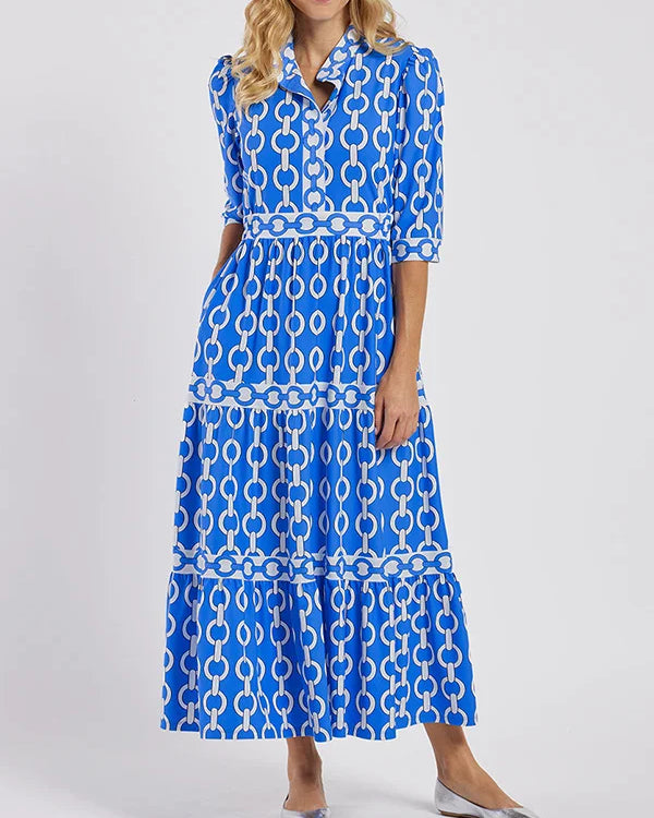 Dress : HAZEL | Chain Link Midi Dress in van Paper Favor