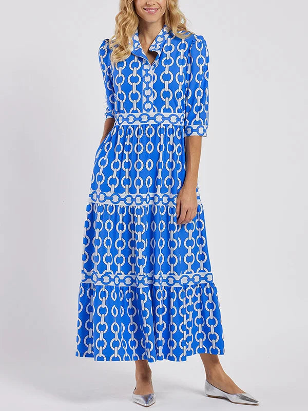 Dress : HAZEL | Chain Link Midi Dress in van Paper Favor