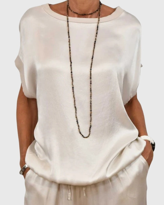 Clothing > Sets : Kayla™ | Elegant Two-Piece Set in van Paper Favor