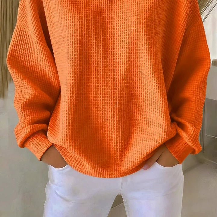 Sweater : Luna - Timeless Classic Sweater in Orange van Paper Favor