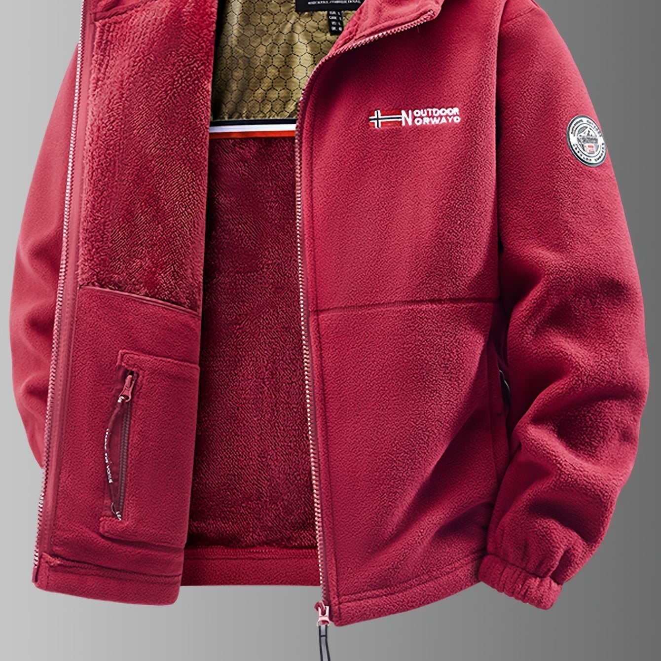Fleece Jacket : Nathaniel Thermal Fleece Winter Jacket – Ultra-Warm Insulated Comfort for Cold Weather in Red van Paper Favor