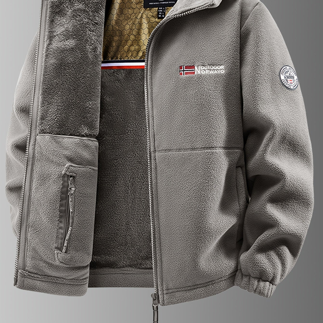 Fleece Jacket : Nathaniel Thermal Fleece Winter Jacket – Ultra-Warm Insulated Comfort for Cold Weather in Grey van Paper Favor