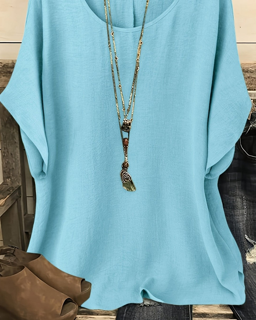Clothing > Blouses : Sienna™ | Effortless Summer Top in Light Cyan van Paper Favor